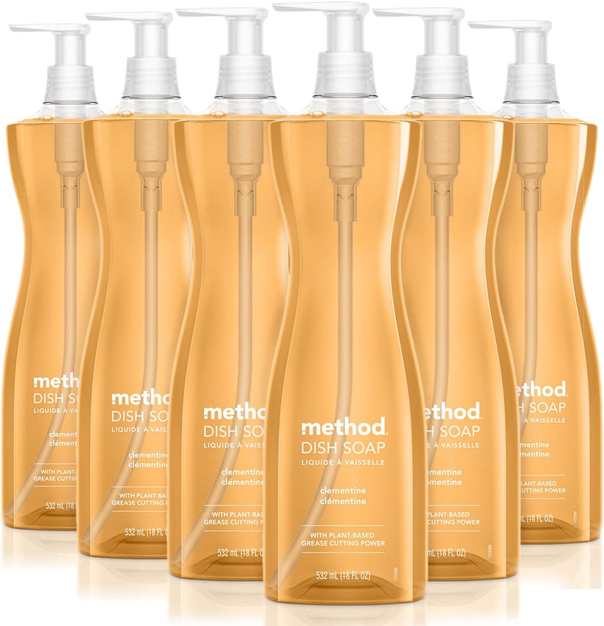 Method Gel Dish Soap, Clementine Scent, Tough on Grease & Stuck-on Food, Cruelty Free Formula, Made with Recycled Plastic, 18 Fl Oz