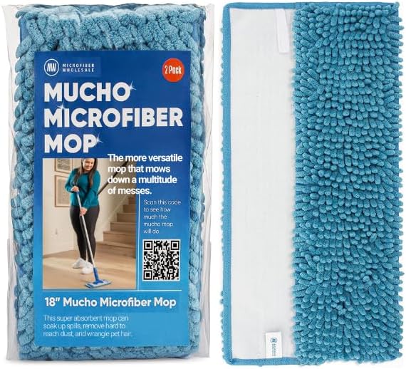 10" Mucho Microfiber Mop System - Mops for Floor Cleaning - Hardwood Floor Mop for Tile, Laminate, Wood, Vinyl Floors | Washable Pads | Dry & Wet Mopping - Microfiber Wholesale