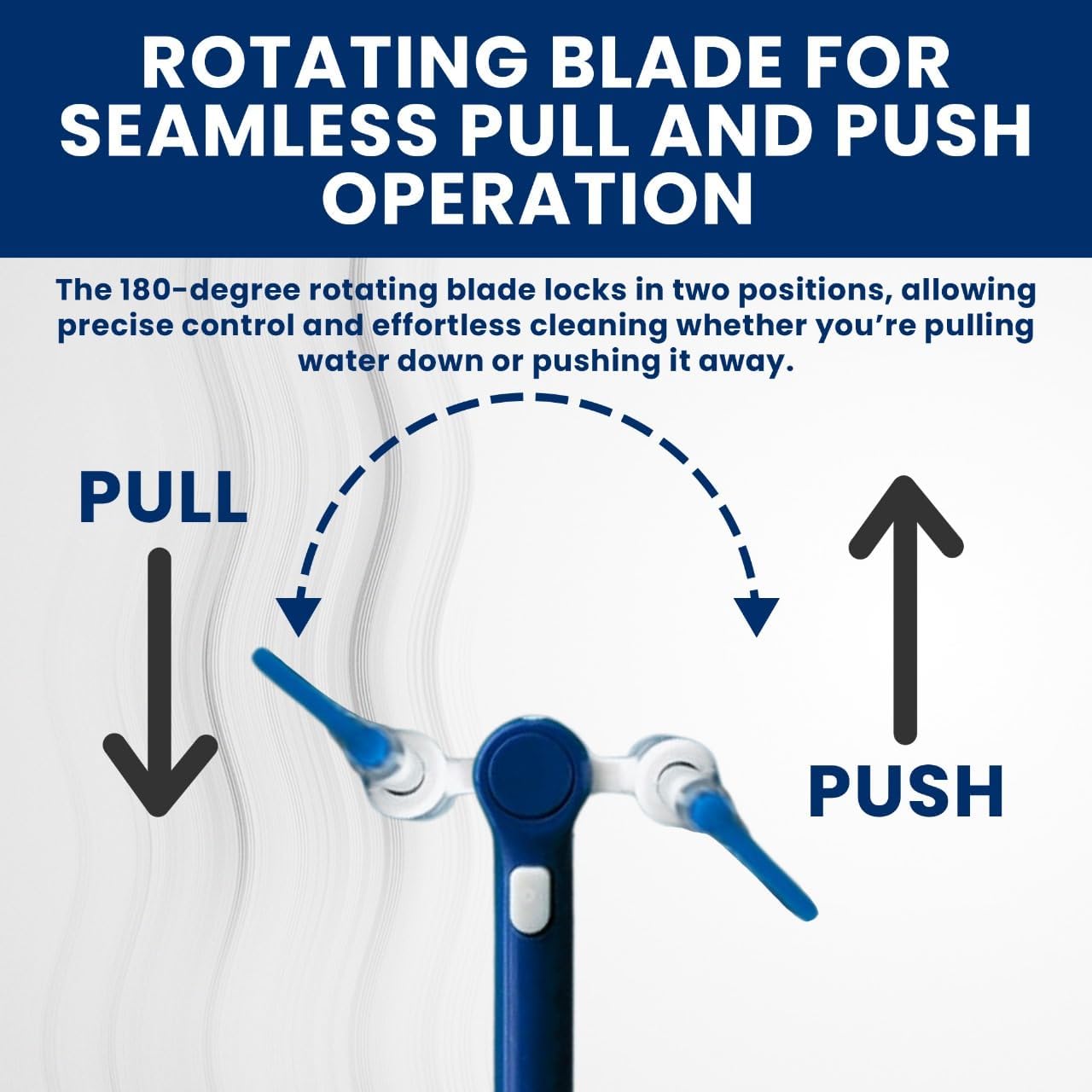 Extendable Shower Squeegee with 180-Degree Rotating Blade for Push/Pull Use – Ergonomic Cleaning Tool for Showers, Glass Doors, and Windows – 16'' to 28'' Handle for Strain-Free Cleaning