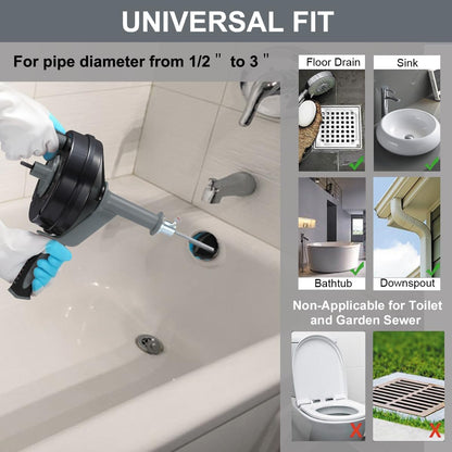 Drain Auger, Clog Remover with Drill Adapter, 25 Feet Flexible Plumbing Snake Use Manually or Powered for Kitchen, Bathroom and Shower Sink, Comes with Gloves (orange)