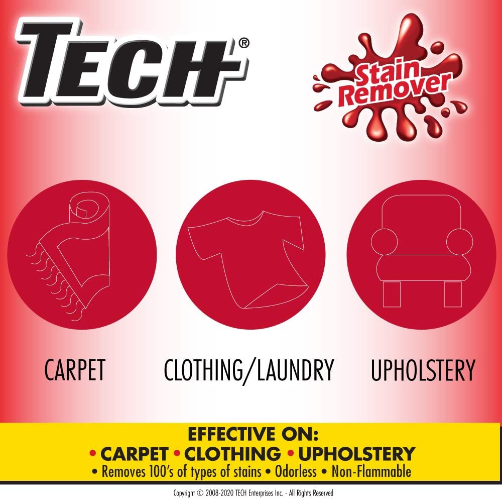 TECH Stain Remover, 24 oz Spray Bottle, For Carpet, Clothes, Upholstery, and Other Fabrics