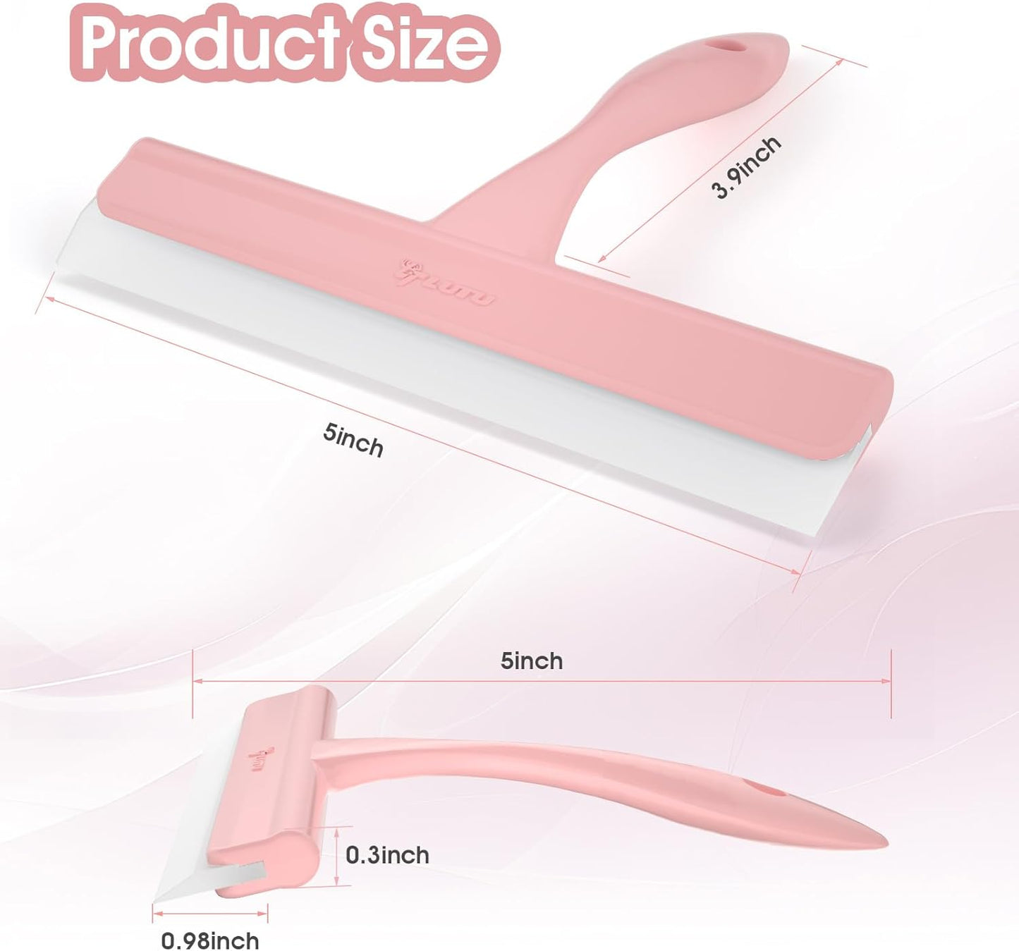 Shower Squeegee for Glass Doors, Bathroom Squeegee for Shower, Mini Window Squeegee, Home Bathroom Silicone Cleaner Tool, Suitable for Bathroom, Kitchen, Tile, Mirror, Car Glass, 8in Rose Pink