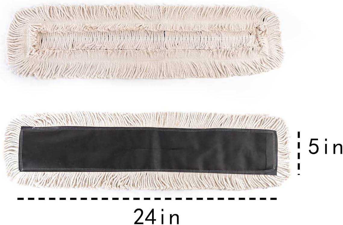 Matthew Cleaning 24'' Industrial Strength Cotton Dust Mop Refill Washable Replacement Heads for Residential & Commercial Use Fit Standard Dust Mop Frames, Hardwood, Laminate, Concrete Floors 3 Pack