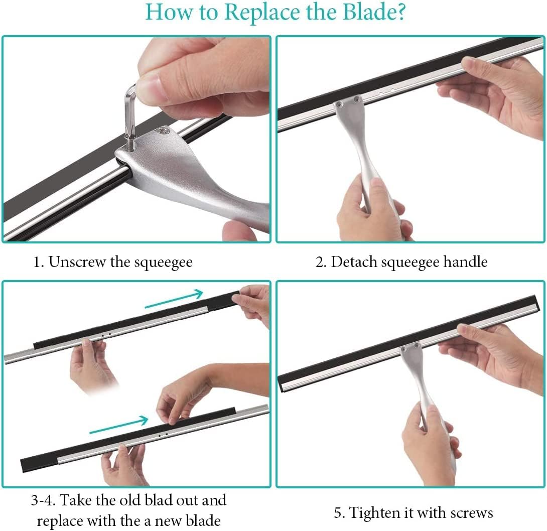 Standard Shower Glass Doors Squeegee Replacement Silicone Rubber Blade 10 inch 2PCS