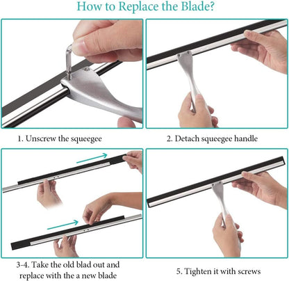 Standard Shower Glass Doors Squeegee Replacement Silicone Rubber Blade 10 inch 2PCS