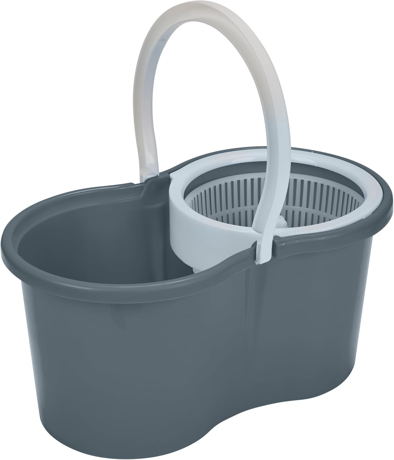 Simplify Self Wringing Spinner Mop | 1 Bucket with Spinning Mechanism | 2 Microfiber Heads | 360 Head mop| Household Cleaning | Extendable Mop Head | Grey