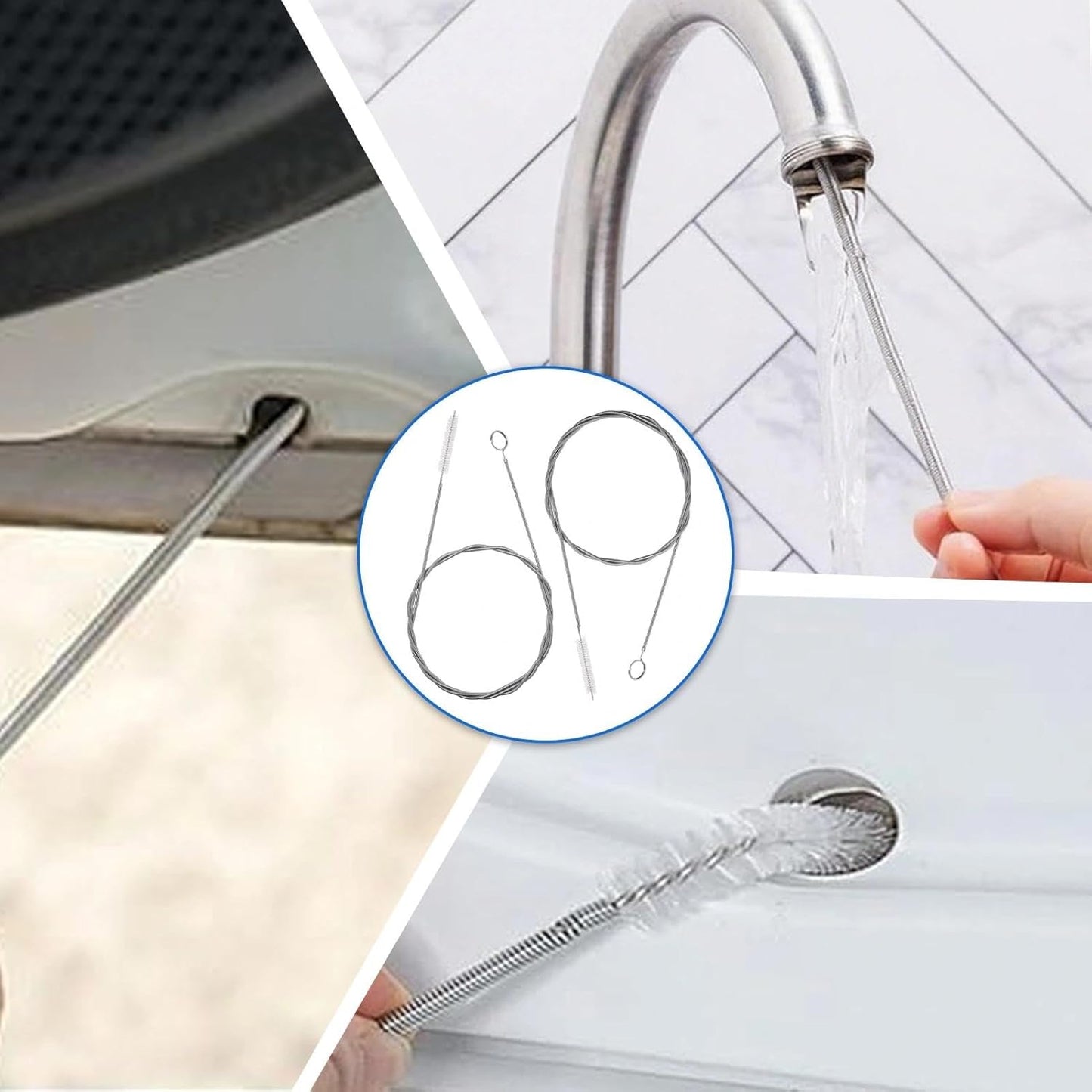 11 Pcs Flexible Drain Brush Set, 79 Inches Double Ended Tube Cleaning Brushes and 10 Pcs Different Sizes Straw Cleaning Brush Long Pipe Cleaners for Kitchen, Sink, Drain Pipe