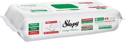 Sleepy Easy Clean XL Multi Surface Cleaning Wipes (100 Count) – Natural Vinegar & Baking Soda Formula – Jumbo 8"x8" All Purpose Wet Wipes for Kitchen, Bathroom, Glass & Electronics – No Streak