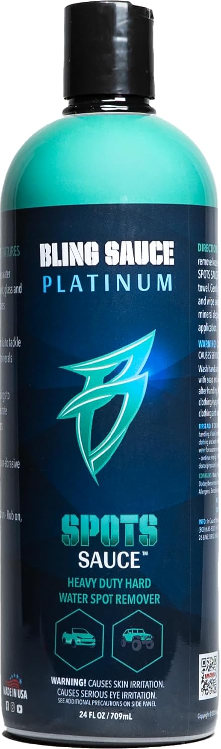 Bling Sauce Platinum Spots Sauce, Heavy-Duty Hard Water Spot Remover for Cars, Trucks, SUVs, 24oz.