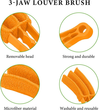 DXNQ 2 PCS Blind Cleaner Duster Tool, Window Venetian Hand-held 7 Finger Dusting Cleaner Brush, Blinds Cleaning Brush Tool for Window Shutters Air Conditioner, Car Accessories (Orange+Yellow)