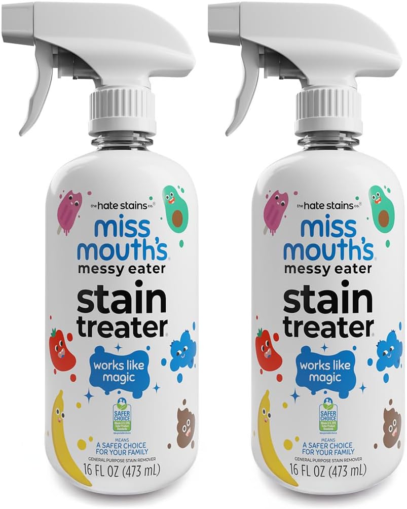 Miss Mouth's Messy Eater Stain Treater Spray - 4oz 2 Pack Stain Remover - Newborn & Baby Essentials - No Dry Cleaning Food, Grease, Coffee Off Laundry, Underwear, Fabric