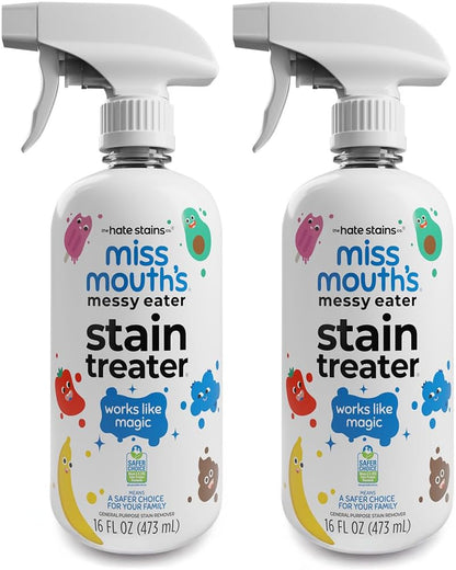 Miss Mouth's Messy Eater Stain Treater Spray - 4oz 2 Pack Stain Remover - Newborn & Baby Essentials - No Dry Cleaning Food, Grease, Coffee Off Laundry, Underwear, Fabric