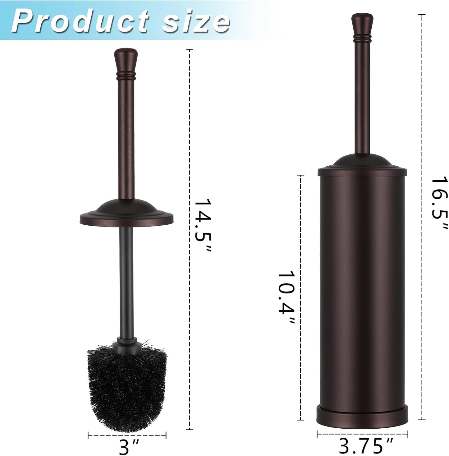 Brushed Nickel Toilet Brush and Holder Set,304 Stainless Steel Toilet Bowl Brush and Holder for Bathroom,Silver Heavy Duty Toilet Brush,Durable Scrubbing Bristles,Splash Resistant,Long Handle