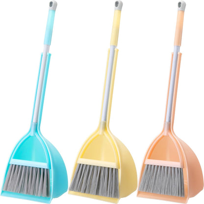 Roshtia 2 Pcs Mini Broom with Dustpan for Kids Broom and Dustpan Set Toddler Cleaning Set Boys Girls Small Cleaning for Kitchen Bathroom Pet (Blue,Red)