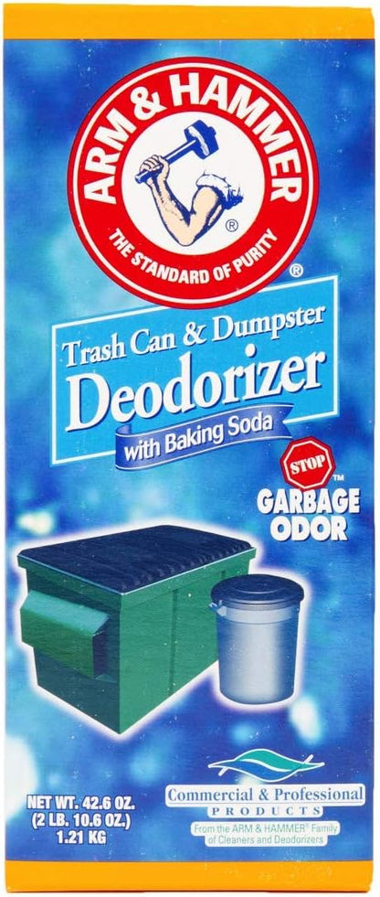 Arm & Hammer 3320084116CT Trash Can & Dumpster Deodorizer, Sprinkle Top, Original, Powder, 42.6 oz (Case of 9)