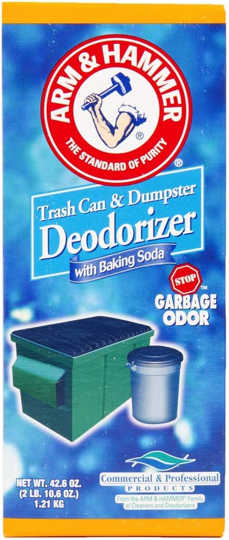 Arm & Hammer 3320084116CT Trash Can & Dumpster Deodorizer, Sprinkle Top, Original, Powder, 42.6 oz (Case of 9)