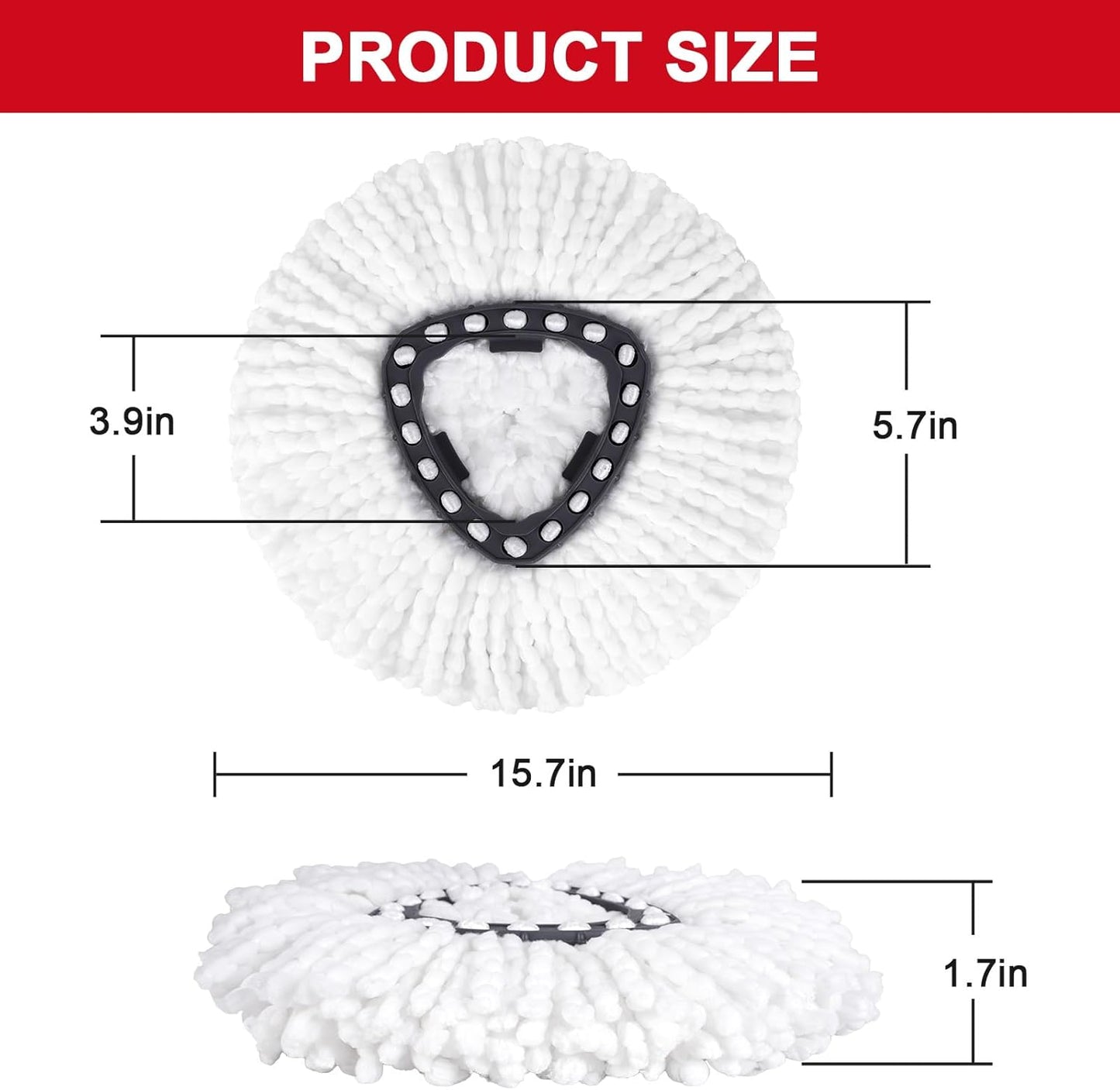 Spin Mop Replacement Head 4 Pack Mop Refill Compatible with Ocedar Triangle Swivel Mops Microfiber Swivel Mop Refill,Deep Clean,Machine Washable and Easy to Replace