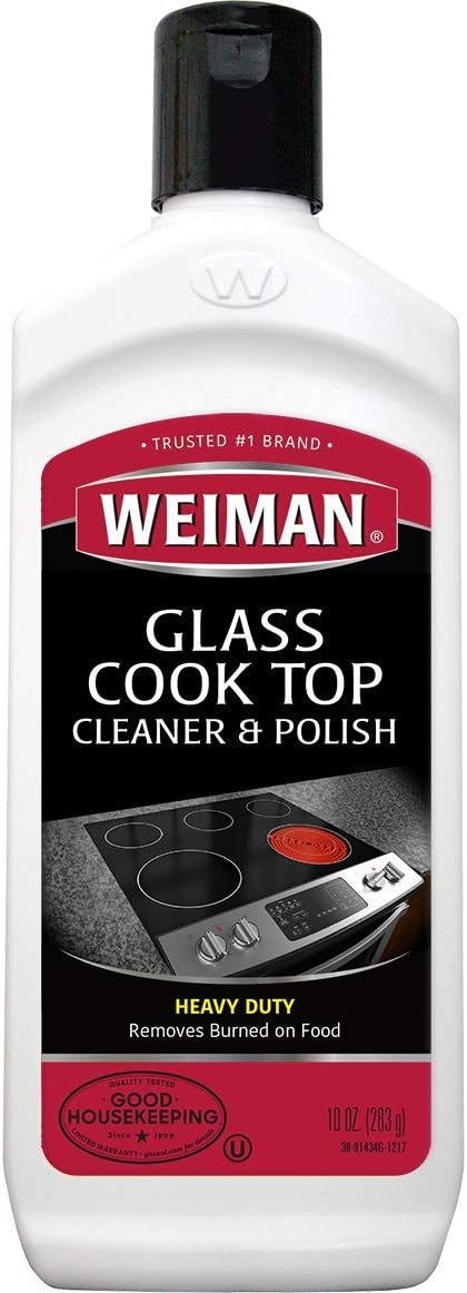 Weiman Glass Cooktop Heavy Duty Cleaner & Polish - Shines and Protects Glass/Ceramic Smooth Top Ranges with its Gentle Formula - 10 Oz., Clear