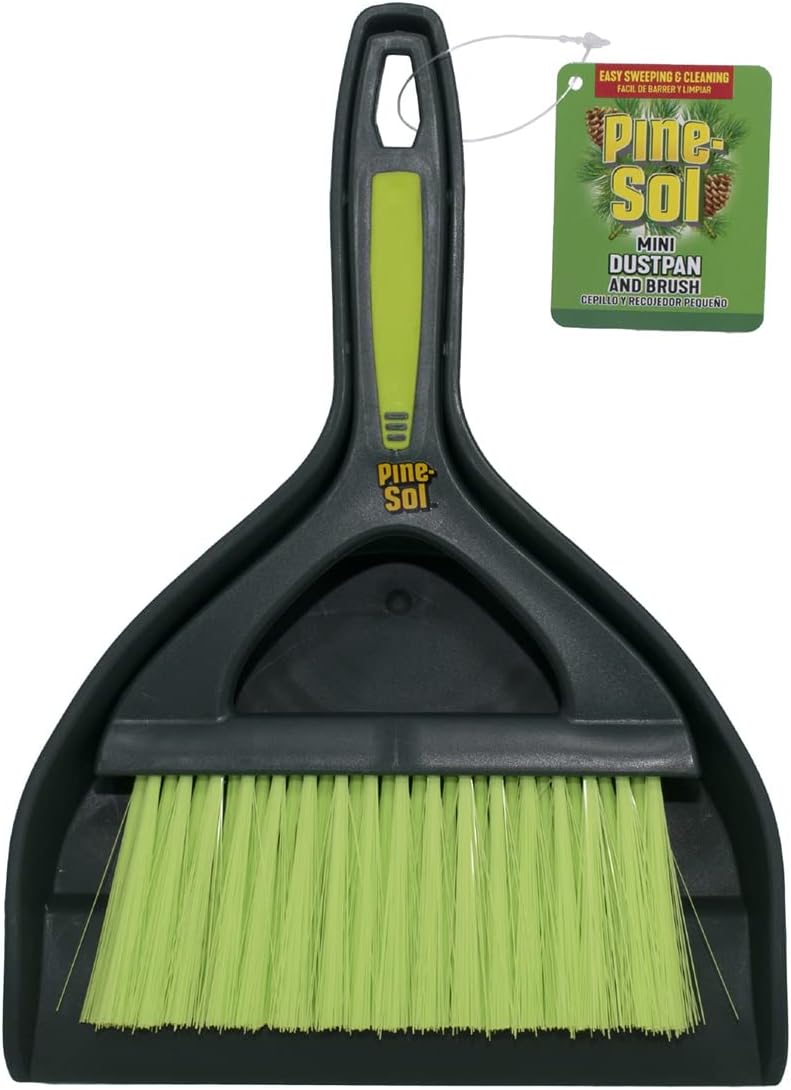 Pine-Sol Mini Dustpan and Brush Set | Nesting Snap-On Design | Portable, Compact Dust Pan and Hand Broom for Cleaning, Green