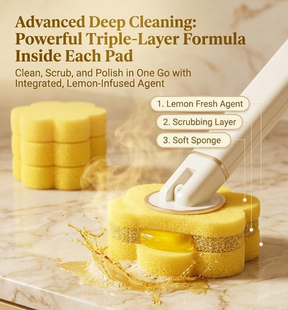 Toilet Wand Refills, 24 Count Disposable Brush Replacement Heads, Lemon Yellow Deep Scrubbing Pads Compatible with Leading Cleaning Wands, Efficient Bowl Cleaner for Bathroom & RV