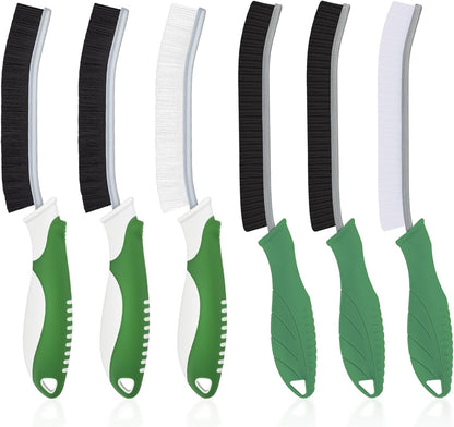 TQRR Cleaning Brush-Hard Crevice Cleaning Brushes, Multifunctional Window Groove Brushes, Grout Brush, Cleaning Tool for Bathroom, Kitchen, Toilet, Tile, Sink, Home (6, Black)