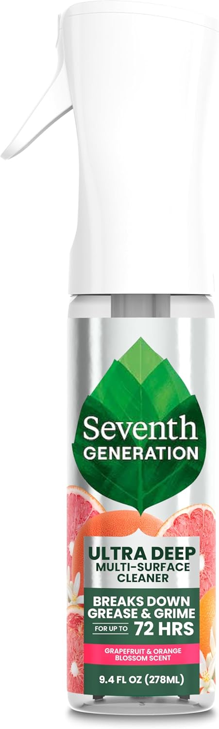 Seventh Generation Ultra Deep Probiotic Multi Surface Cleaner, 9.4 Fl Oz, Fresh Breeze, 80% USDA Biobased All Purpose Cleaning Spray, Breaks Down Tough Grease & Grime, Safe for Kids & Pets