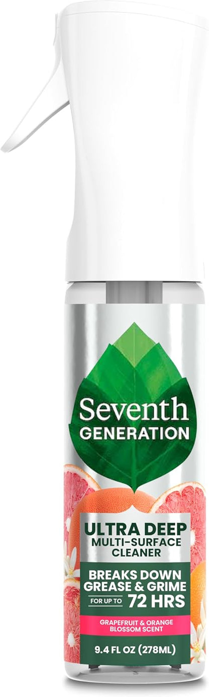 Seventh Generation Ultra Deep Probiotic Multi Surface Cleaner, 9.4 Fl Oz, Fresh Breeze, 80% USDA Biobased All Purpose Cleaning Spray, Breaks Down Tough Grease & Grime, Safe for Kids & Pets