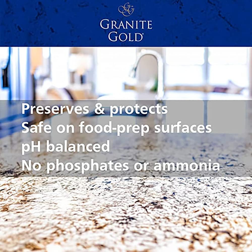 Granite Gold Daily Cleaner Spray Streak-Free Cleaning for Granite, Marble, Travertine, Quartz, Natural Stone Countertops, and Floors, 24 Fluid Ounces, 3-Pack