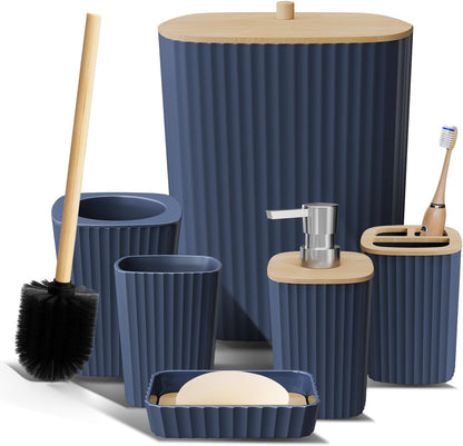 Clara Clark Bathroom Set - Sage Green Bathroom Accessories Set, 6PC Bathroom Accessory Set, Bathroom Sets with Toilet Brush, Trash Can & Soap Dispenser