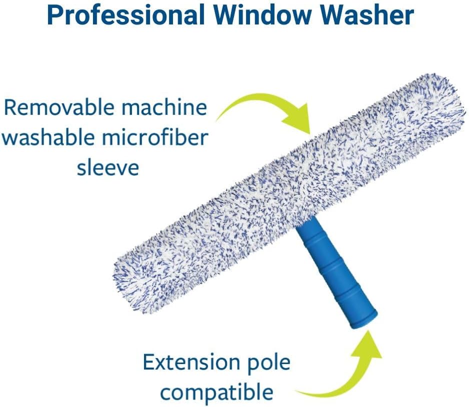 Professional Squeegee - Premium Quality Silicone Rubber Blades with Ergonomic Handle for Streak-Free Cleaning - Perfect for Windows, Shower Doors, and Railings