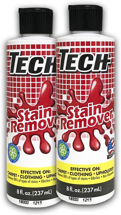 TECH Stain Remover, 24 oz Spray Bottle, 2-Pack, For Carpet, Clothes, Upholstery, and Other Fabrics