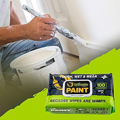 Crocodile Cloth Paint Cleaning Wipes, 600 Count (6 Packs of 100) – Extra-Large 15” x 10” Heavy-Duty Wipes for Paint Prep & Cleanup, Adhesive & Caulk Removal – Painters, Contractors & DIY