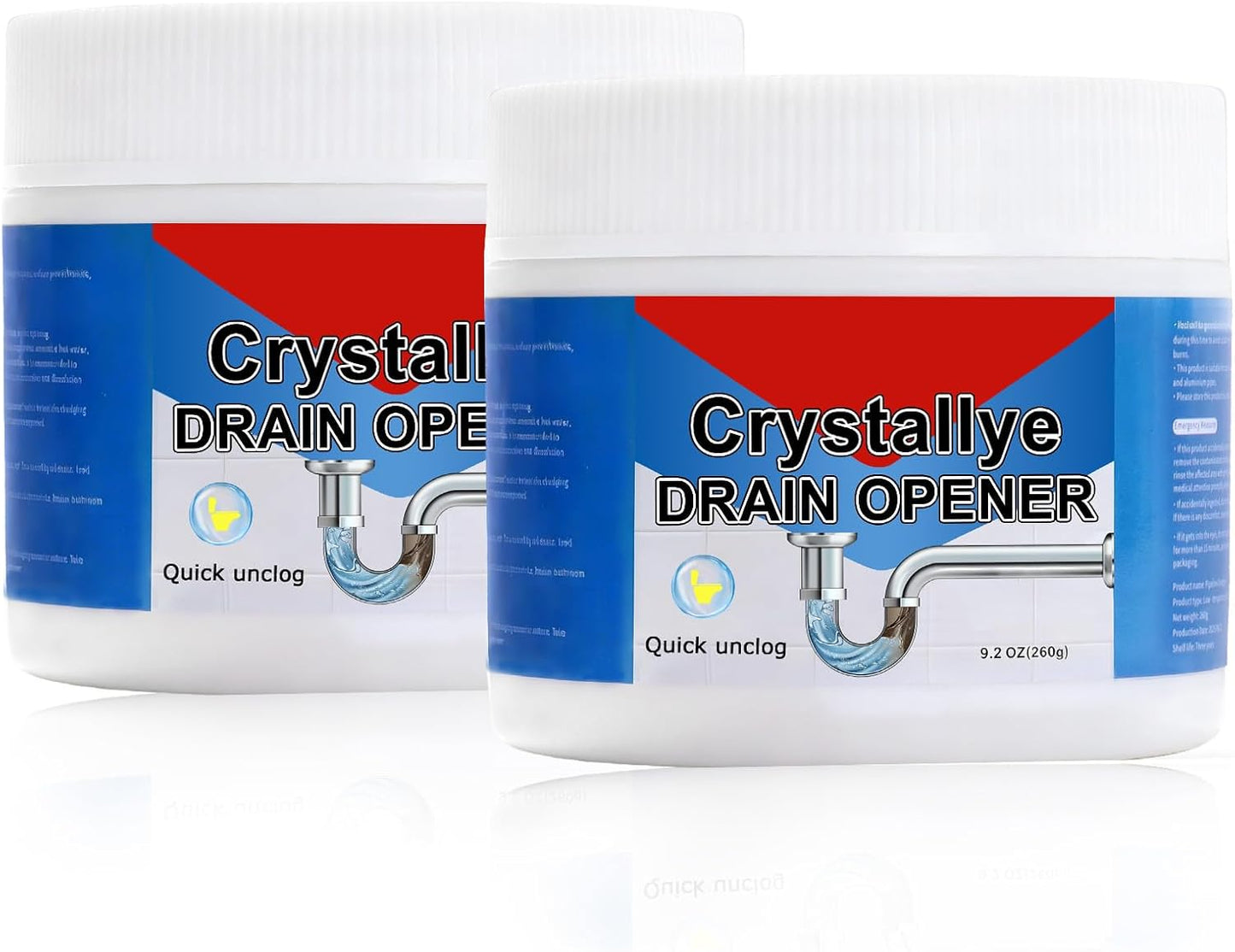 Crystal Lye Drain Opener – Powerful Unclogging Action for Bathroom & Kitchen Pipes (2PC)