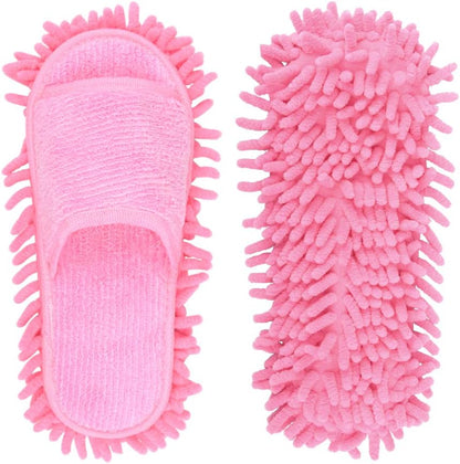 Microfiber Slippers Floor Cleaning Mop Men and Women House Dusting Slippers Floor Cleaning Tool (pink)