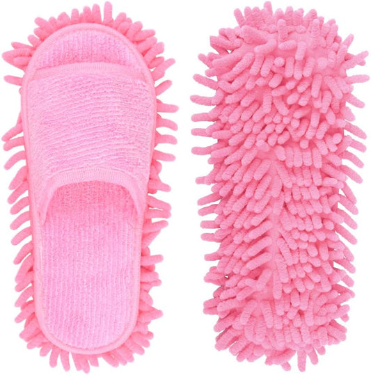 Microfiber Slippers Floor Cleaning Mop Men and Women House Dusting Slippers Floor Cleaning Tool (pink)