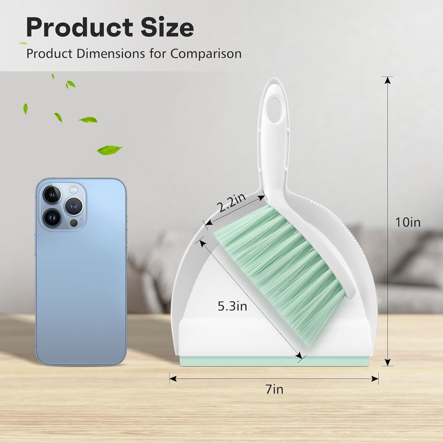 NACENA Mini Broom and Dustpan Set, Small Dust Pan and Brush Set with Handle Dustpan Teeth for Cleaning Hair Suitable for Office Desks Drawers Sofas Outdoor Camping, Light & Purple