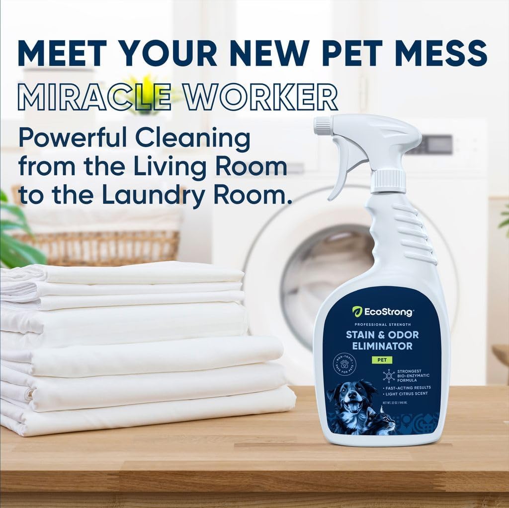 Eco Strong Pet Stain and Odor Remover - Cat Urine Enzyme Cleaner Destroyer, Urine Destroyer for Dogs, Pet Urine Enzyme Cleaner - 128 Oz