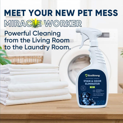 Eco Strong Pet Stain and Odor Remover - Cat Urine Enzyme Cleaner Destroyer, Urine Destroyer for Dogs, Pet Urine Enzyme Cleaner - 128 Oz