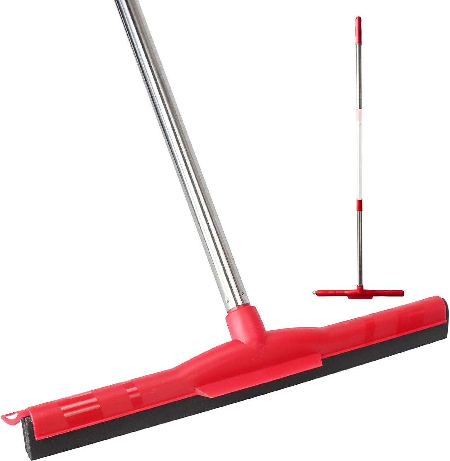 Floor Squeegee Scrubber Adjustable & Detachable Stainless Steel Handle Heavy Duty Household Broom EVA Foam Blade for Garage Courtyard Shower Bathroom Floor Marble Glass Tile Water Foam Cleaning