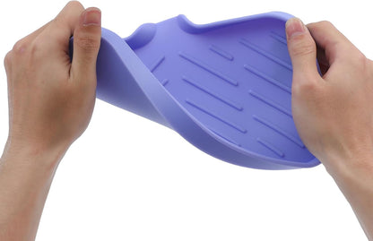 MicoYang Silicone Bathroom Soap Dishes with Drain Spout-Bathroom and Kitchen Sink Organizer,Sponge Holder,Dish Soap Tray,Perfect for Dispenser,Scrubber,Bottle,Cup on Sink or Counter-Black 4.9"×3.2"