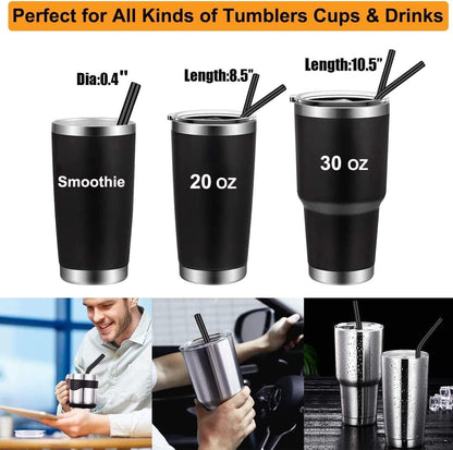 Vinaco Stainless Steel Smoothie Straws, 0.4'' Extra Wide Reusable Metal Drinking Straws for Milkshake, Smoothie, Beverage, Set of 4 with 1 Cleaning Brush