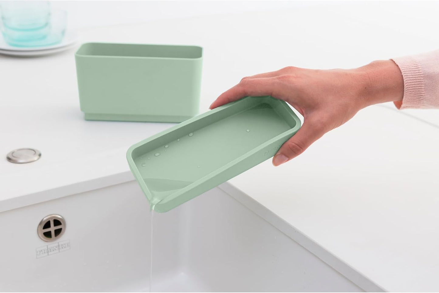 Brabantia Sink Organiser (Dark Gray) Non-Slip, Non-Scratch Kitchen Countertop Storage Caddy for Dish Brush, Soap, Cloths