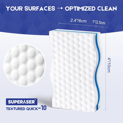 Magic Sponge Eraser,Tex-10 Scrub Melamine Sponges, Heavy Duty No Scratches (HD-PU-Durable 10-Pack)