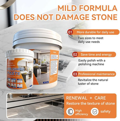 Professional Nature Stone Polishing Kit with Paste | Sealer & Protectant for Marble, Granite, Quartz Countertops, Floors & Walls - Must Be Used with Polishing Machine (1kg)