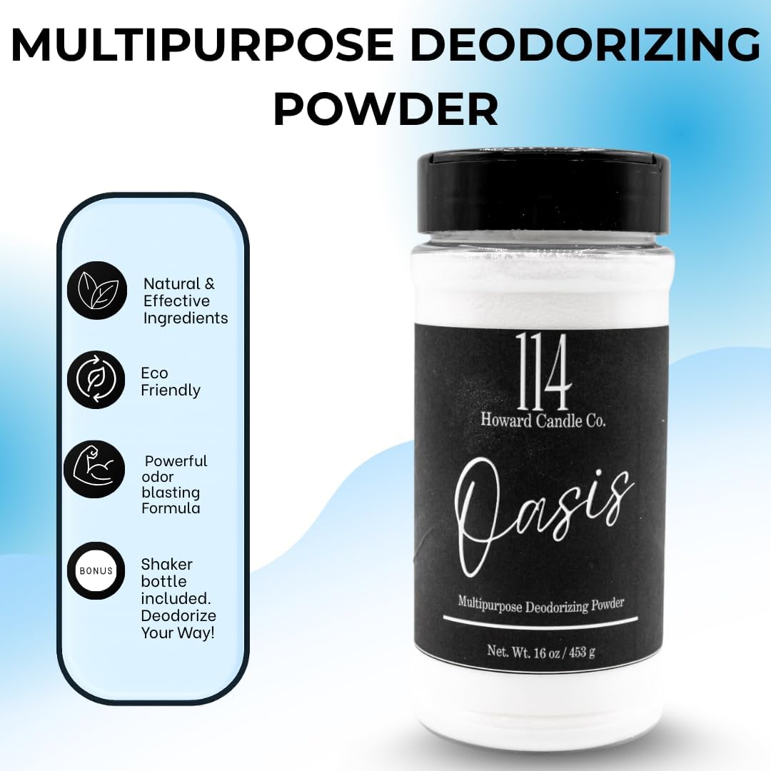 Carpet Deodorizer & Freshener Powder - Upholstery, Couch & Rug Odor Eliminator for Strong Odor & Pet Urine | Baking Soda Formula | Tropical Oasis Scent | Safe for Kids & Pets | 1-1-4 Howard Candle Co.