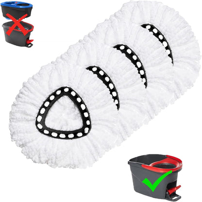 4 Pack Mop Replacement Heads for O-Ceda EasyWrin Spin Mop, Microfiber Spin Mop Refills, Easy Cleaning Mop Head Replacement