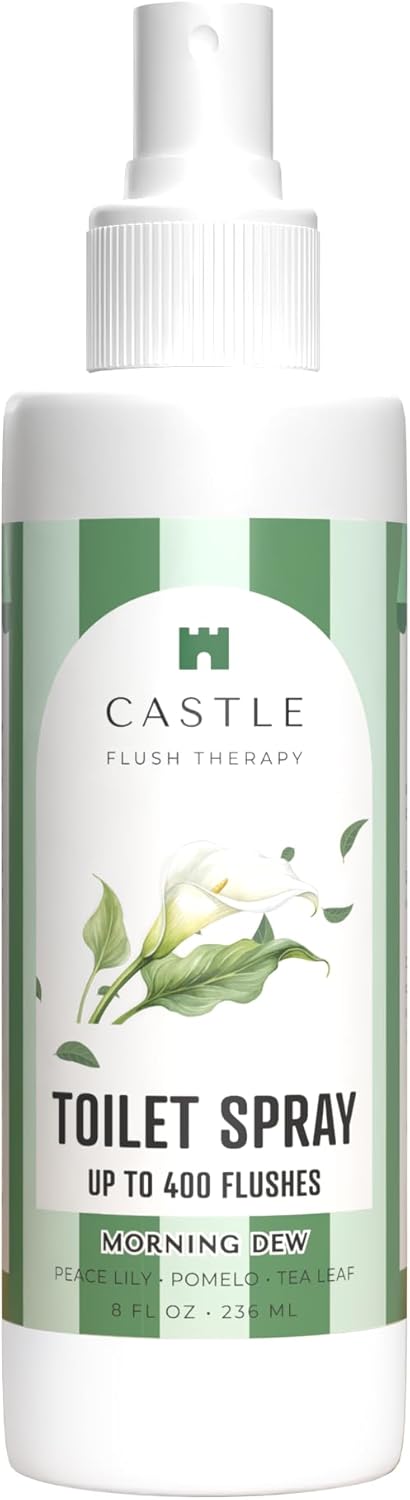 Castle Flush Therapy Neutralizing Toilet Spray | Odor Control: Mist Over the Water Surface, Go, Then Flush | Bathroom Freshening | Neutralizes Odors at the Source | Fresh Lotus | 0.45 oz (2 Pack)
