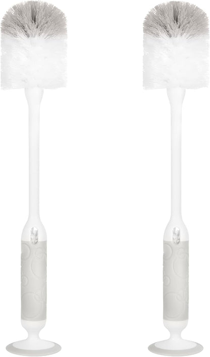 Ubbi Deluxe Baby Bottle Cleaning Set Includes a Nipple Brush with Suction Cup, Oat