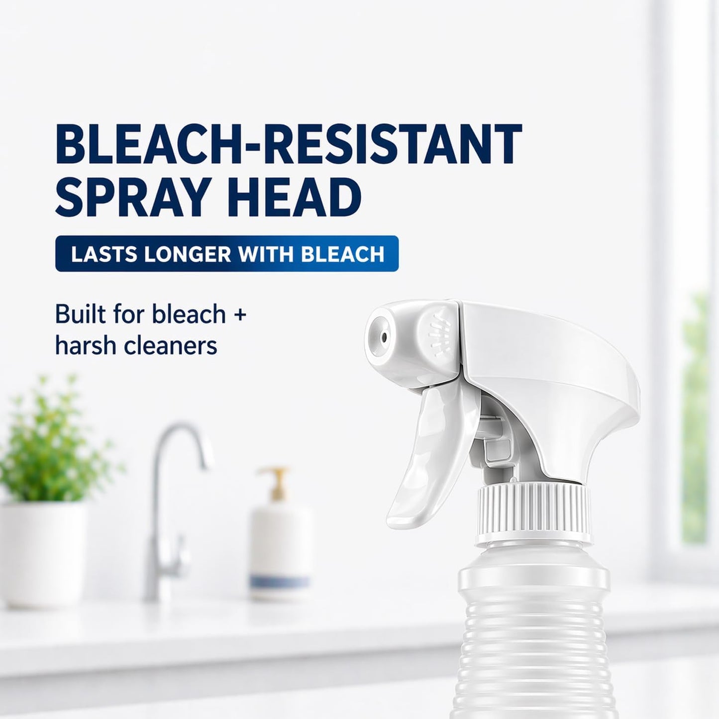 Bar5F Empty Spray Bottles (3-Pack), 24 oz – Bleach-Resistant Trigger Sprayer with Fine Mist & On/Off, Chemical-Resistant for Bleach, Vinegar & Cleaning Solutions, Refillable HDPE Bottles
