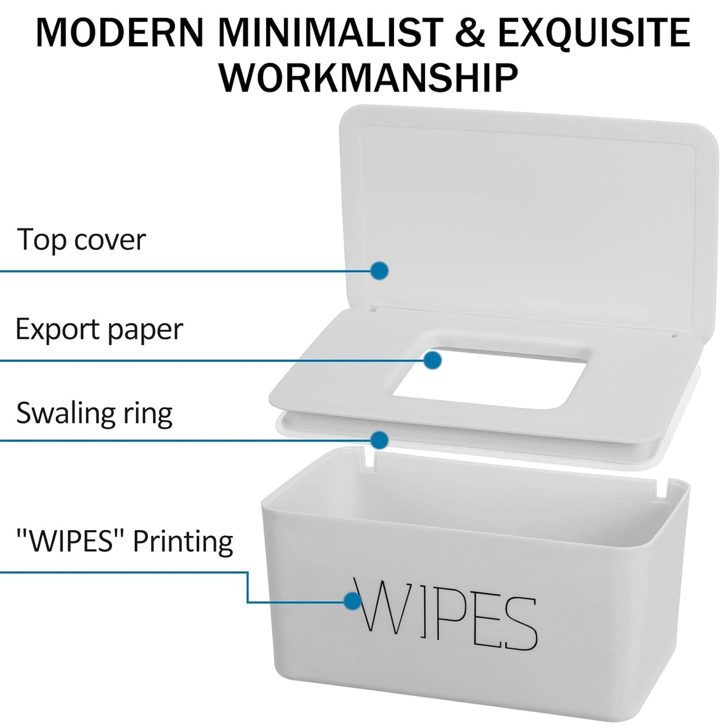 NOVWANG Wipes Dispenser, Large Capacity Baby Wipe Holder(8.3L × 4.9W × 3.9H Inches) Refillable Wipes Container with Sealing Design Baby Wet Wipes Dispenser for Bathroom Home Office Car